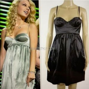 Rebecca Taylor NWT bra cup black mini dress, empire waist, full skirt